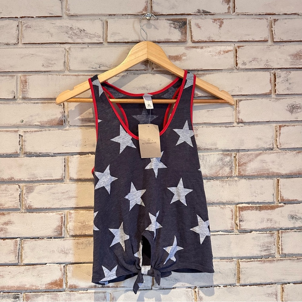 Red white blue star Patriotic  America Tank Top NEW